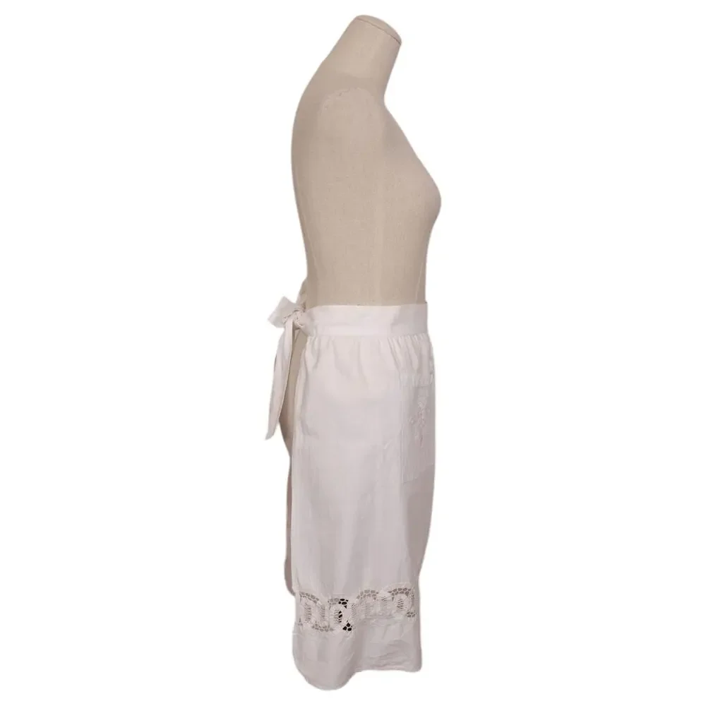Belgian Battenburg Lace Cotton Half Apron White